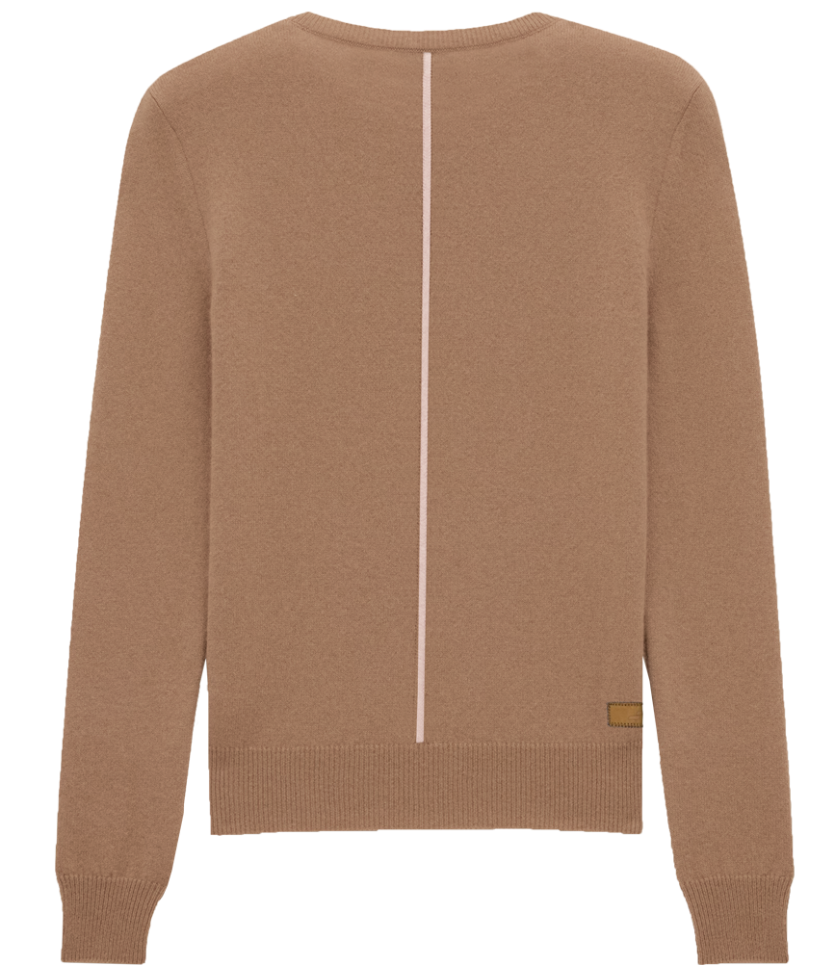 Cashmere Blend Crewneck Sweater: Caramel