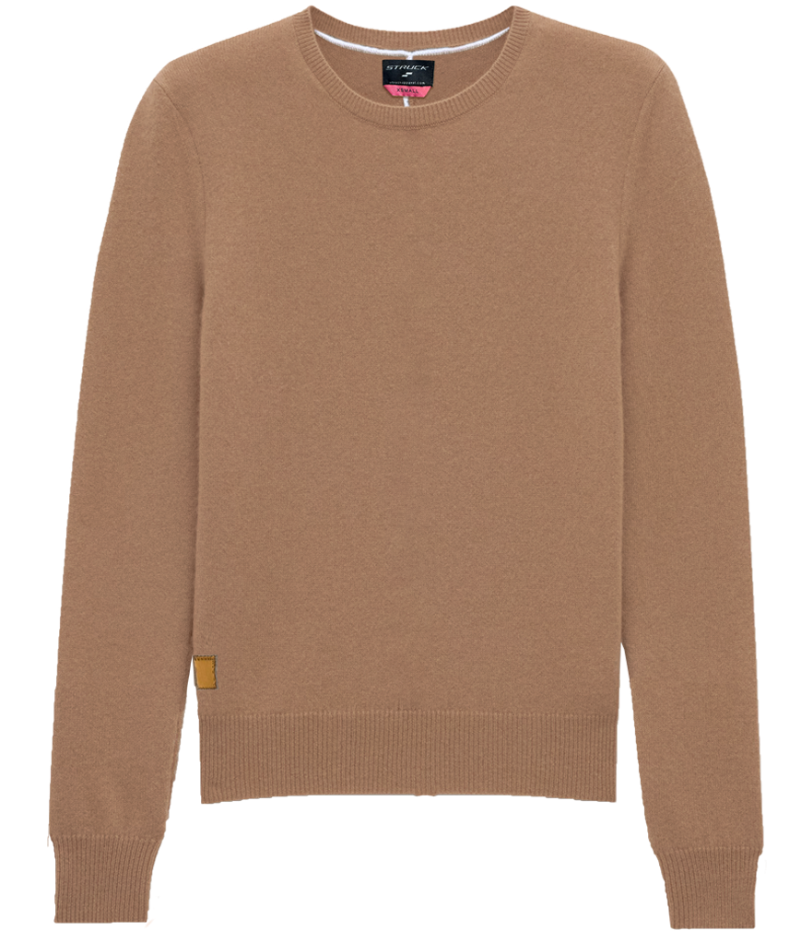 Cashmere Blend Crewneck Sweater: Caramel